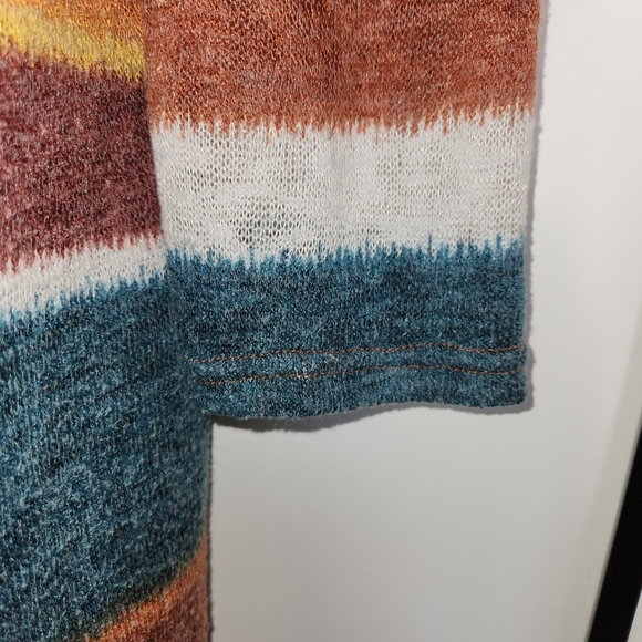 White Birch Striped Multicolor Open Front Lightweight Cardigan Size M Longline - Picture 4 of 7